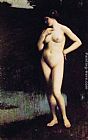 Standing Canvas Paintings - Standing Nude before the Lake